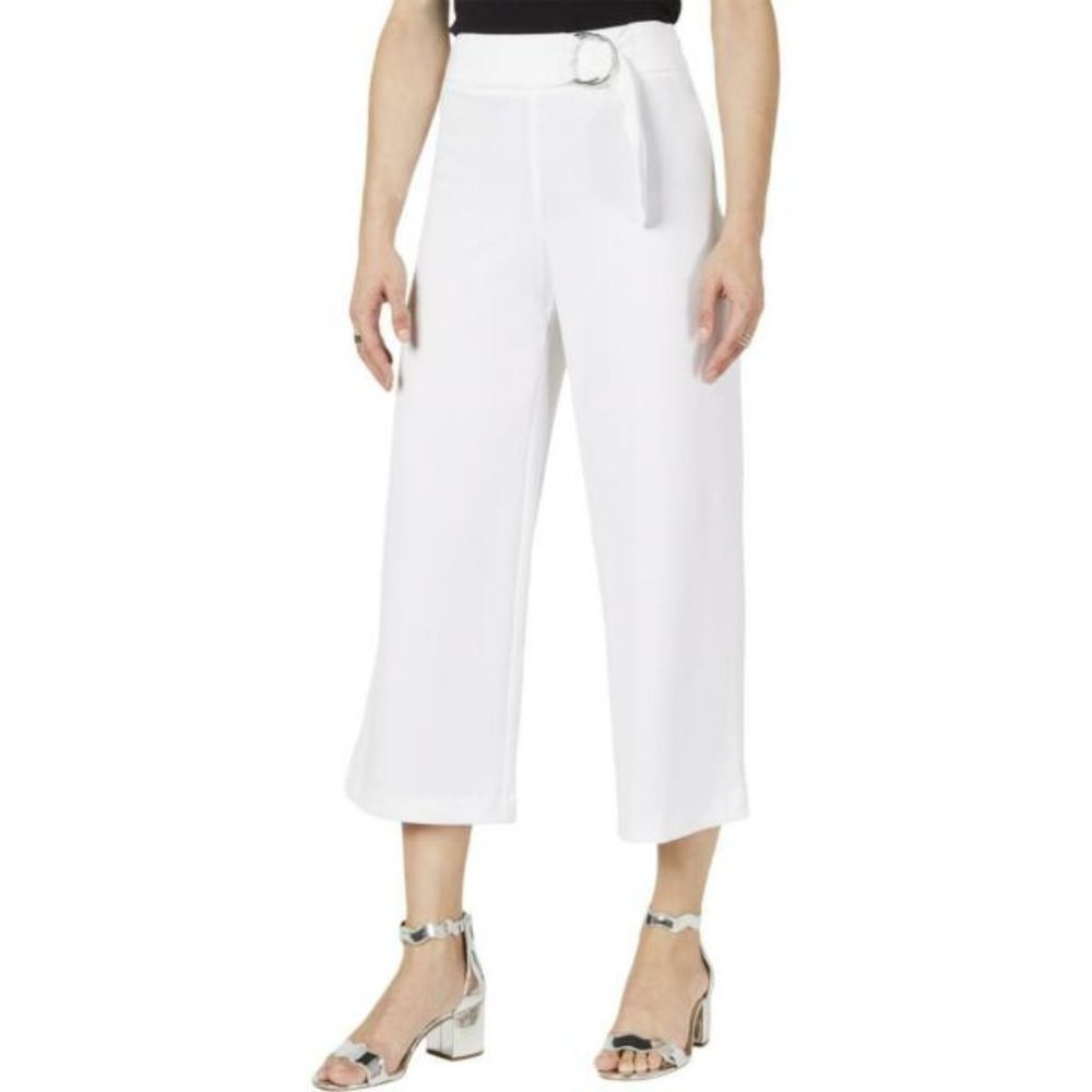 NWOT INC High Rise Wide Leg Cropped Pants White